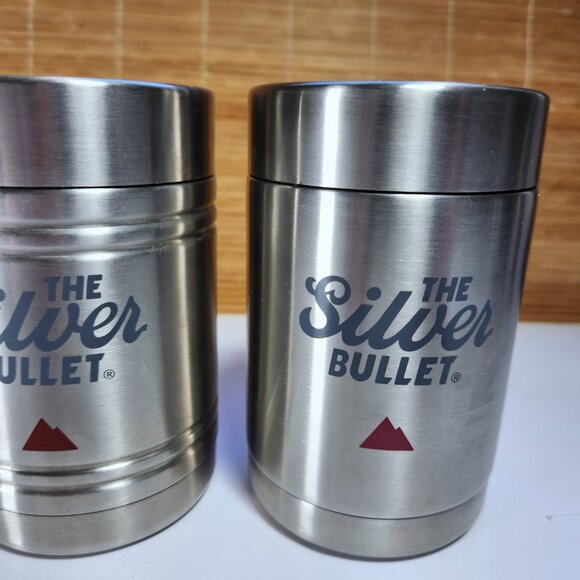 Coors Light Silver Bullet Beer Can Bottle Koozie Coozie Stainless Steel Black 2 - Picture 4 of 9